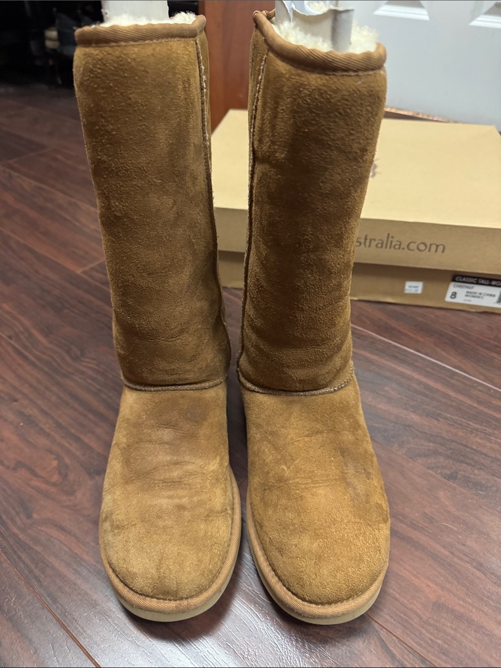 UGG Chestnut Tall Suede Shearling Boots - Picture 3 of 8
